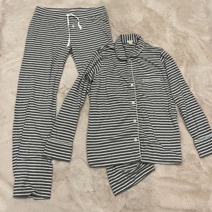 J. Crew Dreamy Cotton Pajama Set Gray and White Stripe